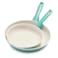 GreenPan Rio Healthy Ceramic Nonstick 8 and 10 Frying Pan Skillet Set PFASFree Dishwasher Safe Turquoise