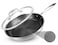 NutriChef 12 Stainless Steel Frying Pan with Lid Triply Hybrid Large Skillet Scratchresistant Raisedup Honeycomb Fire Textured Pattern Oven DIshwasher Safe NC3PL12