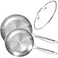 LOLYKITCH 8510 Inch Triply Stainless Steel Frying Pan Set with LidSkilletsInduction CookwareDishwasher and Oven Safe