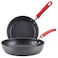 Rachael Ray Create Delicious Deep Hard Anodized Nonstick Frying Pan Set Skillet Set 95 Inch and 1175 Inch Gray