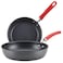 Rachael Ray Create Delicious Deep Hard Anodized Nonstick Frying Pan Set Skillet Set 95 Inch and 1175 Inch Gray