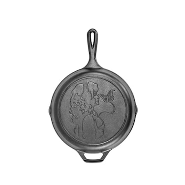 Lodge 1025 Inch Dolly Parton PreSeasoned Cast Iron Stamped Skillet Signature Teardrop Handle Use in the Oven on the Stove on the Grill or Over a Campfire Black