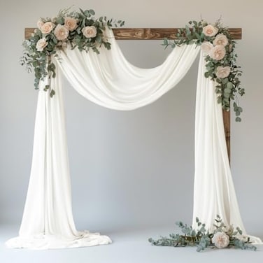 Xiomot Wedding Arch Draping Fabric 1 Panel 287 x 20FT Ivory Sheer Chiffon Backdrop Drapes for Wedding Ceremony Birthday Party Bridal Shower Outdoor Decoration