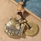 Mansiyuyee Lucky Cat Statue Keychain with Five Emperors Money Feng Shui Coins Maneki Neko Figure Holding a Streamer Lucky Tassel
