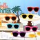Jetec 6 Pcs Hello Summer Tiered Tray Decor Wooden Sunglasses Table Centerpieces Set Sunshine Wooden Tabletop Decoration Rustic Table Decor for Farmhouse Home Kitchen Shelf Office