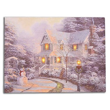 Mark Feldstein Thomas Kinkade Night Before Christmas Canvas Holiday LED Sign 16 x 12