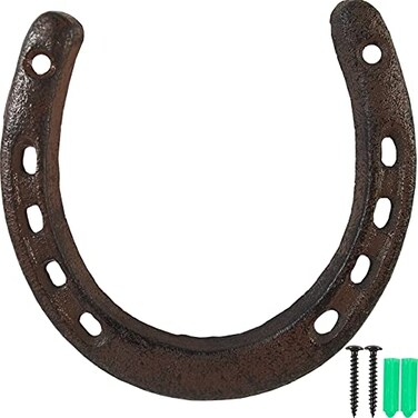 ROYHOO Cast Iron Horseshoefor Good Lucky Durable Cast Iron Medium Horseshoe 5 Holes On Each Side for Wall HungDark Brown