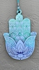 ClipGrip Hamsa Wall Decor Hand of Fatima Hanging Priestly Blessing Evil Eye Protection for Home Gift 65 Blue Green