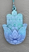 ClipGrip Hamsa Wall Decor Hand of Fatima Hanging Priestly Blessing Evil Eye Protection for Home Gift 65 Blue Green