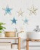 Putuo Decor Blue and White Starfish Beach Wall Dcor Set 5 Piece Nautical Hanging Decor for Coastal Homes Bathrooms Poolside Spaces Its not 3D