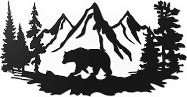 Vivegate Bear Wall Decor 175X9 Bear Wall Art Decorations for Cabin Hunting Pine Tree Cabin Lodge Metal Wall Decor