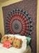 Bless International Handmade Indian hippie Bohemian Psychedelic Peacock Mandala Wall hanging College Dorm Beach Throws Table Cloth Bedding Tapestry Golden Blue Poster30x40Inches76x101cms