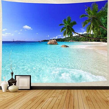 Racunbula Ocean Beach Wall Tapestry Tropical Paradise with Coconut and Palm Trees for Home Decor