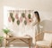 WOODSTICK Large Macrame Wall Hanging 39W x 295L Boho Wall Decor in Beige Old Pink Green Chic Woven Leaf Leaves Boho Tapestry Handmade Cotton Fiber Art Macrame Wall Dcor Bedroom Tapestry