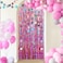 CHAROUP 2 Pack Pink Party Streamers Tinsel Curtain with 2 Pack Garlands