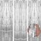 TenLaitech 3 Pack 33 x 99 ft Silver Foil Fringe Backdrop Curtain Streamer Backdrop Curtains Streamers Birthday Party Decorations Tinsel Curtain for Parties Galentines Decor Preppy Photo Booth