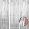 TenLaitech 3 Pack 33 x 99 ft Silver Foil Fringe Backdrop Curtain Streamer Backdrop Curtains Streamers Birthday Party Decorations Tinsel Curtain for Parties Galentines Decor Preppy Photo Booth
