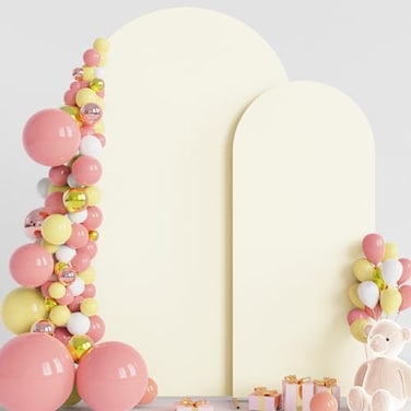 Wokceer Wedding Arch Backdrop Cover 72FT 6FT Spandex Fitted Ivory Arch Covers 2 Set Round Top Chiara Arches Backdrop Cover for Birthday Party Ceremony Banquet Decoration