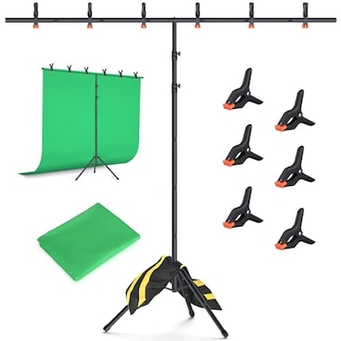 Forlogic Green Screen Backdrop Kit with Stand 8x72ft Portable GreenScreen Background Stand for Streaming Video and Photography Shoots