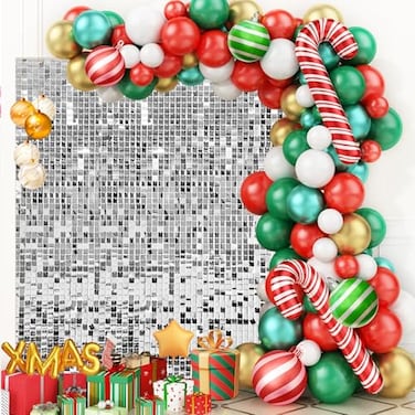 Cherocito 4FT x 6FT Silver Shimmer Wall BackdropShiny Sequins24PCS Sequins Backdrop Decoration Panels Glitter Bling Photo Background Decorations for Birthday Party Wedding Engagement Anniversary Gradu