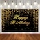 DIZHI 5x3ft Black And Gold Happy Birthday Banner Backdrop Decorations Golden Sparkle Glitter Bokeh Sequin Spots Photography Background Cake Table Decor Photo Studio Props