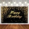 DIZHI 5x3ft Black And Gold Happy Birthday Banner Backdrop Decorations Golden Sparkle Glitter Bokeh Sequin Spots Photography Background Cake Table Decor Photo Studio Props