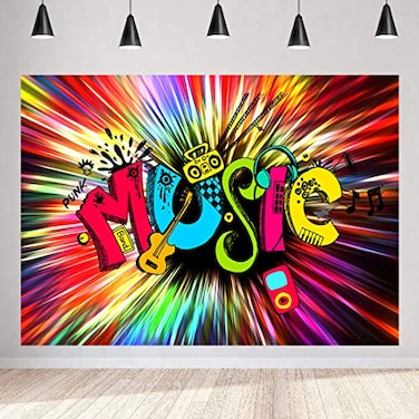 MEETSIOY Abstract Music Art Backdrop for Music Party Decorations Cool Music Elements Photography Background Party Photo Shoot Props 7x5ft HXMT658
