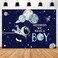 Aperturee 7X5ft Outer Space Baby Shower Backdrop Its A Boy Rocket Astronaut Planet Galaxy Stars Universe Photography Background Kids Party Decoration Banner Studio Booth Props Cake Table Clear