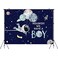 Aperturee 7X5ft Outer Space Baby Shower Backdrop Its A Boy Rocket Astronaut Planet Galaxy Stars Universe Photography Background Kids Party Decoration Banner Studio Booth Props Cake Table Clear