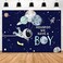 Aperturee 7X5ft Outer Space Baby Shower Backdrop Its A Boy Rocket Astronaut Planet Galaxy Stars Universe Photography Background Kids Party Decoration Banner Studio Booth Props Cake Table Clear