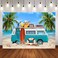 Avezano Beach Party Backdrop Blue Caravan Travel Surf Birthday Party Decorations Background Summer Tropical Seaside Bus Tapestry Props 7x5ft