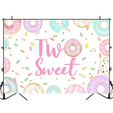 Avezano Donut Two Sweet Birthday Backdrop Second Birthday Party Decorations Background Sprinkles Donut Happy 2nd Bday Party Supplies 7x5ft