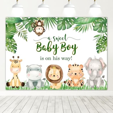 Avezano Safari Baby Shower Backdrops Safari Jungle Animals Baby Shower Decorations for Boys 7x5ft