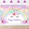 Avezano Unicorn Birthday Backdrop Gold Glitter Rainbow Unicorn Backdrop for Girls Birthday Party Decorations 7x5ft