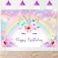 Avezano Unicorn Birthday Backdrop Gold Glitter Rainbow Unicorn Backdrop for Girls Birthday Party Decorations 7x5ft