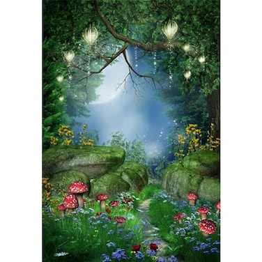 Baocicco 3x5ft Fairy Tale Forest Backdrop Fairy Tale Backdrops Cartoon Dreamlike Forest Photography Background Flowers Tree Vine Spring Garden Back Drop Baby Girls Portraits Photo Studio Props