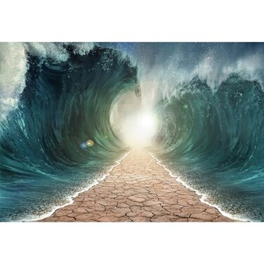 Baocicco 7x5ft Moses Divided Sea Pathway Backdrops Photography Background Judaism Catholic Christian Church Religion Backdrop Holiday Holy Day Religious Belief Easter Polyester Photo Studio Props