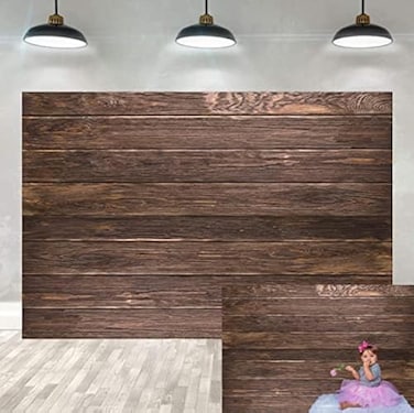 CenVen Cenven Wood Vinyl Backdrop Rustic Brown Wooden Board Wall Portrait Photography Background 8x6FT8x6FTWidth 240cm x Height 180cm