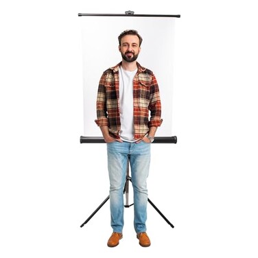 CFS Products Retractable White Photo ID Backdrop for Passport Photos Free Standing