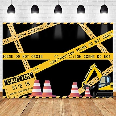 MEETSIOY Construction Site Theme Backdrop for Construction Themed Birthday Party Dump Truck Digger Zone Boys Birthday Party Construction Scene Photo Background 7x5ft HXMT371