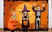 CYLYH 7x5ft Happy Halloween Orange Backdrop Halloween Eve BackdropHalloween Party Lantern Moon Bat Spider Web Graveyard Fence Photography Background Party Decorations