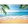 DASHAN 7x5ft Tropical Beach Backdrop Ocean Hawaiian Luau Background Party Decorations Summer Sea Sandy Palm Tree Photography Background Wedding Bridal Shower Nautical Photo Prop