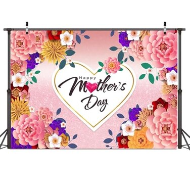 Dudaacvt 7x5ft Happy Mothers Day Backdrop Mothers Day Pink Flower Backdrop Mothers Day Party Banner