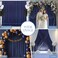 ESGOTBME 10x10ft Wrinkle Free Navy Blue Backdrop Curtain for Parties Soft Fabric Drapes Wedding Blue Curtain Backdrop for Birthday Party Decorations Background for Photography 5x10ft 2 Panels