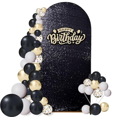 Eternal Beauty 72 FT Arch Backdrop Covers Sequin Backdrop Black Arch Cover for Wedding Party Birthday Flower Balloon Stand