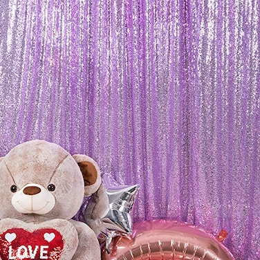 JYFLZQ Lavender Sequin Backdrop Curtains 8ft x 8ft 1 Panel Glitter Photo Booth Backdrops Sparkly Photography Background Drapes for Parties Wedding Bridal Showers