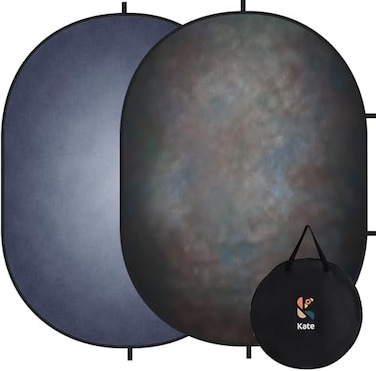 Kate 5x65ft15x2m Dark Grey Collapsible Backdrop Texture Folding Double Sided Pop up Backdrops for Photoshoot Home Video Conference