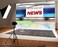 Leyiyi 5x3ft News Broadcast Hall Backdrop Microphone TV Show Record Recetation Desk Program Front Table Advertising Billboard Photo Background Business Study Portrait Studio Prop Vinyl Wallpaper