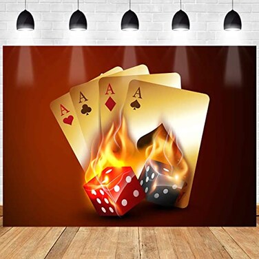 MEETSIOY 7x5ft Dice Flame Red Casino for Celebratory Events Includes Polyester Photography Packaging Bag