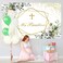 TENCOW Mi Bautizo Backdrop First Holy Communion Baptism Background Newborn Baby Shower Gold Glitter Background Greenery Eucalyptus Photo Booth Props 7x5ft